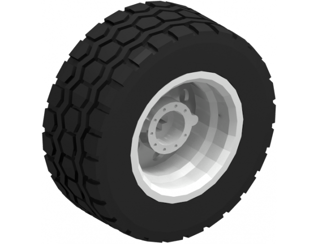 Wheel & Tire Assembly 30.4mm D. x 20mm with No Pin Holes and Reinforced Rim with Black Tire 49.5 x 20 (56145 / 15413)