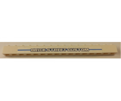 Brick 1 x 16 with 'BRICK STREET CUSTOM' and Short Blue Line Pattern (Sticker) - Set 8154