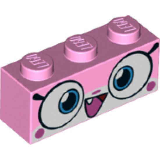 Brick 1 x 3 with Cat Face Wide Eyes and Smiling Open Mouth with One Tooth Pattern