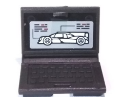 Minifigure, Utensil Computer Laptop with Race Car on Screen Pattern (Sticker) - Set 75887