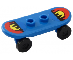 Minifigure, Utensil Skateboard with Trolley Wheel Holders with Sunset/City Skyline Pattern (Stickers) and Black Trolley Wheels (42511pb01 / 2496)