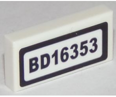 Tile 1 x 2 with Black 'BD16353' Pattern (Sticker) - Set 60119