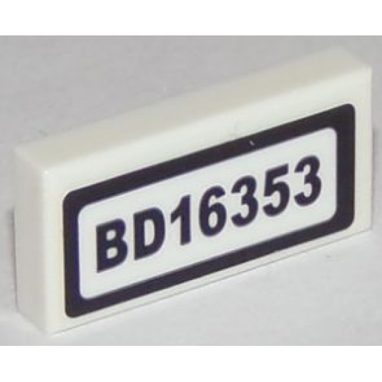 Tile 1 x 2 with Black 'BD16353' Pattern (Sticker) - Set 60119