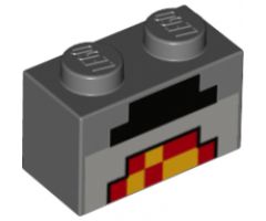 Brick 1 x 2 with Minecraft Pixelated Lit Forge Pattern