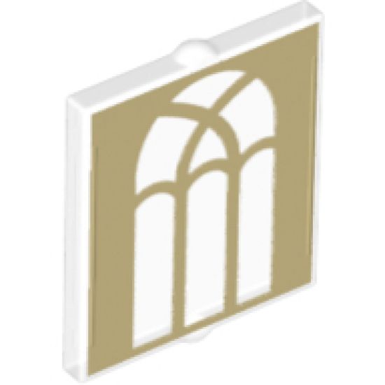 Glass for Window 1 x 2 x 2 with Arched Gold Window Pattern
