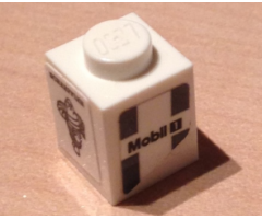 Brick 1 x 1 with 'Mobil 1' and Dark Bluish Gray Markings and 'SCHAEFFLER' with Michelin Logo Pattern Model Right Side (Stickers) - Set 75876