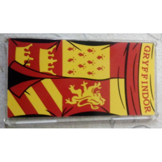 Glass for Window 1 x 4 x 6 with 'GRYFFINDOR' Red and Yellow Coat of Arms Banner Pattern (Sticker) - Set 75956