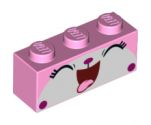 Brick 1 x 3 with Kitty Cat Face Wide Open Mouth Smile with Tongue Out Pattern