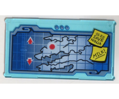 Glass for Window 1 x 4 x 6 with Map Screen and '01-20 SAVE NINJA' and 'MILK!' Sticky Notes Pattern (Sticker) - Set 70596