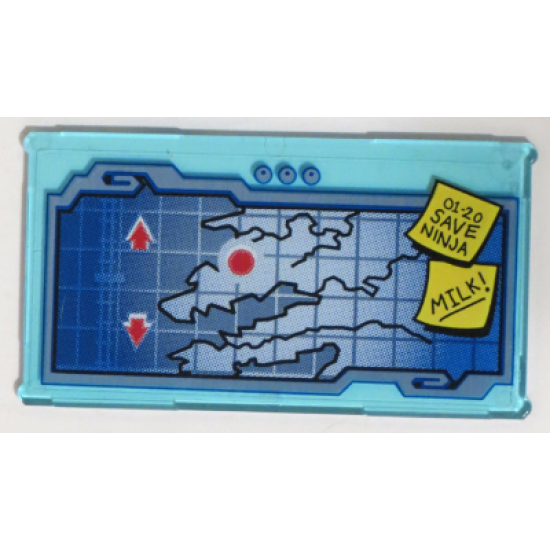 Glass for Window 1 x 4 x 6 with Map Screen and '01-20 SAVE NINJA' and 'MILK!' Sticky Notes Pattern (Sticker) - Set 70596