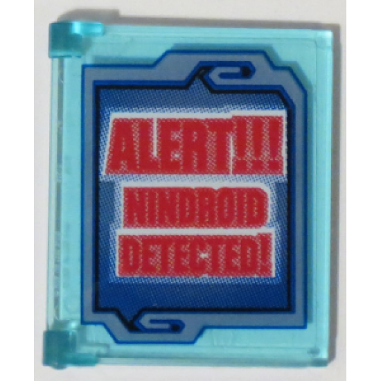 Glass for Window 1 x 4 x 3 - Opening with Blue Screen with Red 'ALERT!!! NINDROID DETECTED!' Pattern (Sticker) - Set 70596