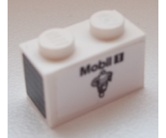 Brick 1 x 2 with 'Mobil 1' and Michelin Logo on Side and Silver Grille on Black Background on End Pattern Model Right Side (Stickers) - Set 75876