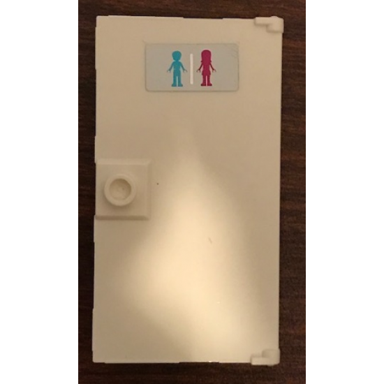 Door 1 x 4 x 6 with Stud Handle with Medium Azure Boy and Magenta Girl (Unisex Restroom) Pattern (Sticker) - Set 41134