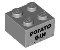 Brick 2 x 2 with Black 'POTATO BIN' Pattern