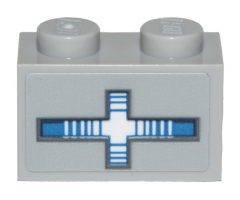 Brick 1 x 2 with SW Blue and White Striped Cross Pattern (Sticker) - Set 75205