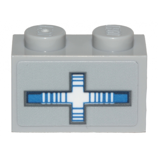 Brick 1 x 2 with SW Blue and White Striped Cross Pattern (Sticker) - Set 75205