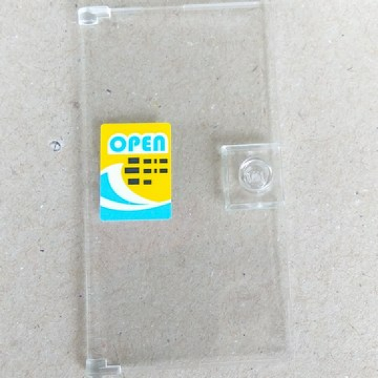 Door 1 x 4 x 6 with Stud Handle with 'OPEN', Wave and Black Rectangles on Yellow Sign Pattern (Sticker) - Set 41315