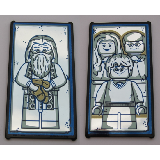 Glass for Window 1 x 4 x 6 with Mirrored Albus Dumbledore / Harry Potter with Parents Pattern (Stickers) - Set 75954