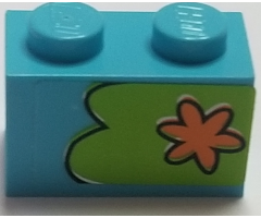 Brick 1 x 2 with Orange Flower on Lime Background Pattern, Model Right (Sticker) - Set 75903