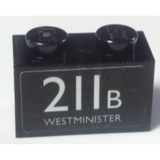 Brick 1 x 2 with White '211B WESTMINISTER' Pattern (Sticker) - Set 40220