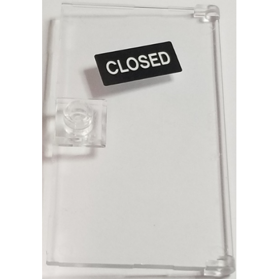 Door 1 x 4 x 6 with Stud Handle with Slanted White 'CLOSED' on Black Background Sign Pattern (Sticker) - Set 70902