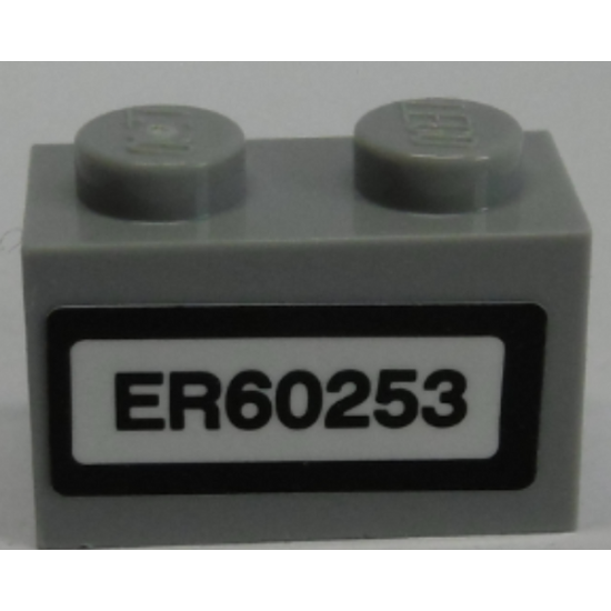 Brick 1 x 2 with 'ER60253' License Plate Pattern (Sticker) - Set 60253