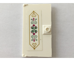 Door 1 x 4 x 6 with Stud Handle with Magenta Flowers and Sand Green Scrollwork inside Golden Ornament Frame Pattern (Sticker) - Set 41068