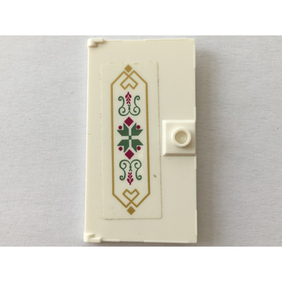 Door 1 x 4 x 6 with Stud Handle with Magenta Flowers and Sand Green Scrollwork inside Golden Ornament Frame Pattern (Sticker) - Set 41068