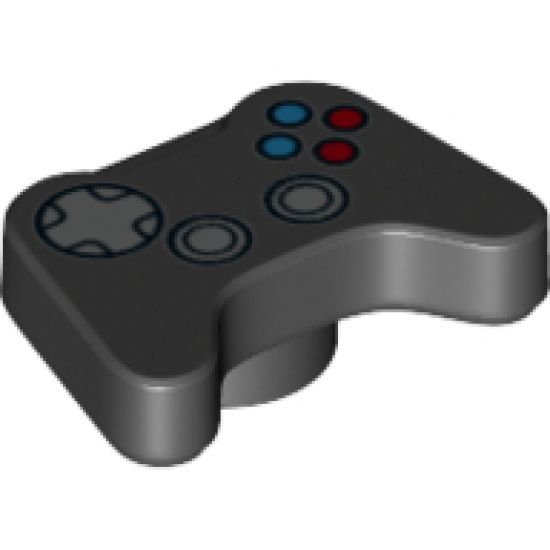 Minifigure, Utensil Video Game Controller with Silver Controls, Blue and Red Buttons Pattern