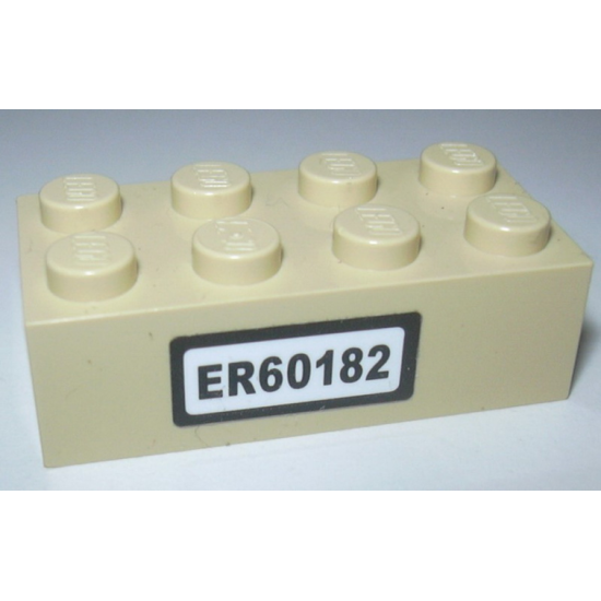 Brick 2 x 4 with 'ER60182' License Plate Pattern (Sticker) - Set 60182