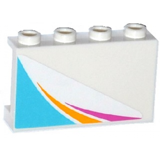 Panel 1 x 4 x 2 with Side Supports - Hollow Studs with Magenta and Yellow Stripes and Medium Azure Triangle Pattern Model Right (Sticker) - Set 41100