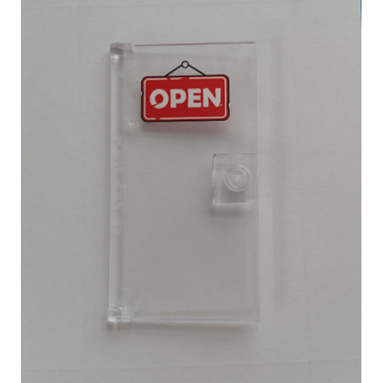 Door 1 x 4 x 6 with Stud Handle with 'OPEN' Sign on Red Background Pattern (Sticker) - Set 76108