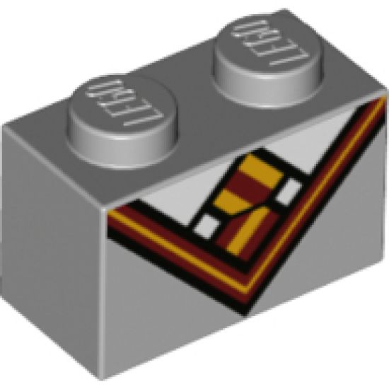 Brick 1 x 2 with Bright Light Orange and Dark Red V-Neck Collar and Tie and White Undershirt Pattern (BrickHeadz Hermione Granger / Ron Weasley Chest)