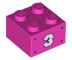 Brick 2 x 2 with White Number 3 and 4 Dark Purple Dots Pattern on Two Sides