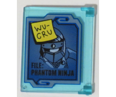 Glass for Window 1 x 4 x 3 - Opening with Blue Screen with 'WU-CRU' Sticky Note and 'FILE: PHANTOM NINJA' Pattern (Sticker) - Set 70596