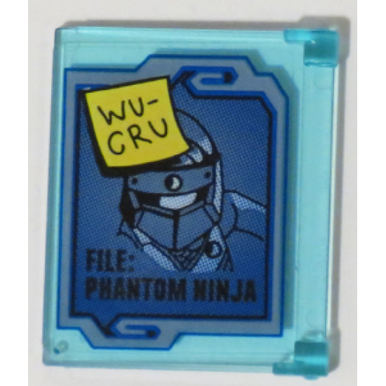 Glass for Window 1 x 4 x 3 - Opening with Blue Screen with 'WU-CRU' Sticky Note and 'FILE: PHANTOM NINJA' Pattern (Sticker) - Set 70596