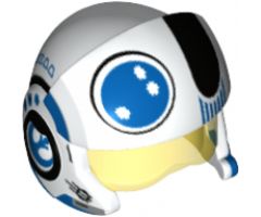 Minifigure, Headgear Helmet SW Rebel Pilot Raised Front and Microphone with Trans-Yellow Visor with Black and Blue Stripes and Blue Circle Pattern