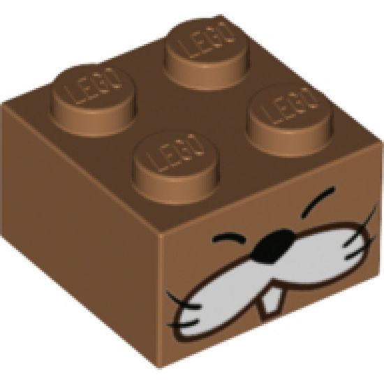 Brick 2 x 2 with Face, Whiskers and Tooth Pattern (Monty Mole)
