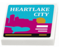 Tile 2 x 2 with 'HEARTLAKE CITY' and Skyline Pattern (Sticker) - Set 41106