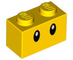 Brick 1 x 2 with Black Eyes Pattern (Wiggler)