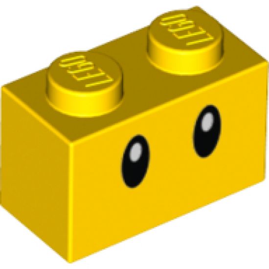 Brick 1 x 2 with Black Eyes Pattern (Wiggler)