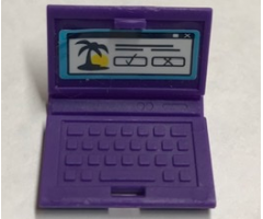 Minifigure, Utensil Computer Laptop with Palm Tree and Checkmark and Cross on Screen Pattern (Sticker) - Set 41314