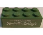 Brick 2 x 4 with 'TOWING & SALVAGE' and 'Radiator Springs' Pattern (Sticker) - Set 8677