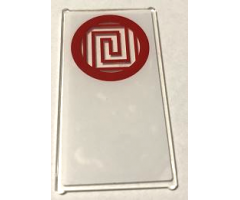 Glass for Window 1 x 4 x 6 with Red Circle and Geometric Frame on Translucent White Background Pattern (Sticker) - Set 70670