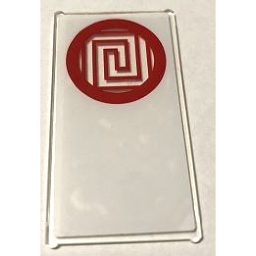 Glass for Window 1 x 4 x 6 with Red Circle and Geometric Frame on Translucent White Background Pattern (Sticker) - Set 70670