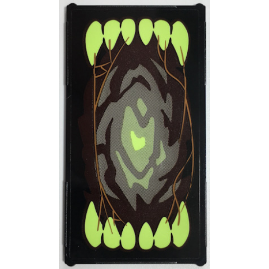 Glass for Window 1 x 4 x 6 with Open Mouth with Yellowish Green Sharp Teeth, Medium Nougat Cobwebs Pattern Model Right Side (Sticker) - Set 70425