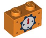 Brick 1 x 2 with Red Pointer, Dark Blue Cog and Triangles Pattern