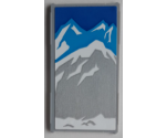 Glass for Window 1 x 4 x 6 with Blue Sky, Dark Azure and Light Bluish Gray Mountains Pattern (Sticker) - Set 60200