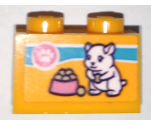 Brick 1 x 2 with Paw Print, Hamster and Food Bowl Pattern (Sticker) - Set 41340