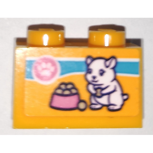Brick 1 x 2 with Paw Print, Hamster and Food Bowl Pattern (Sticker) - Set 41340